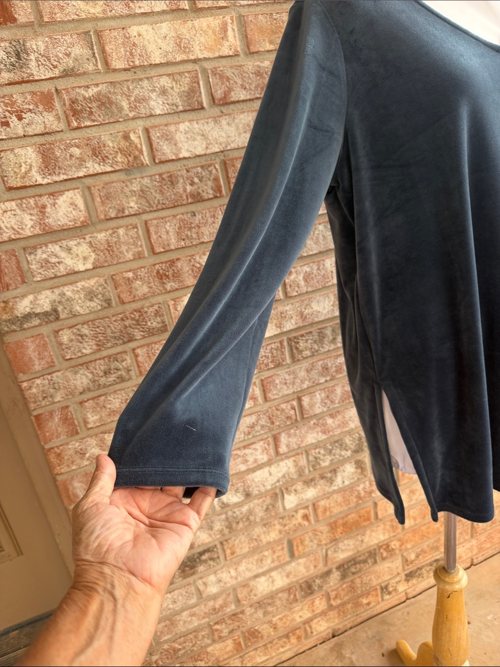 J. Jill Velvet V-Neck Long Sleeve Tunic - Slate Blue…200B - Picture 3 of 12